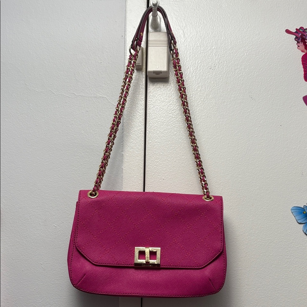 Calvin Klein Pink Shoulder Bag with Gold Chain